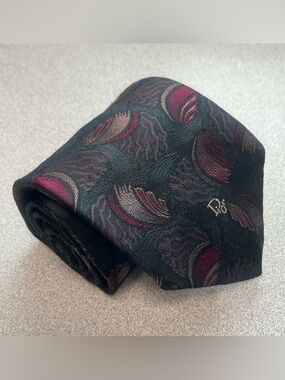 Vintage Christian Dior Monsieur Brocade Tie Designer Spell Out Made In USA
